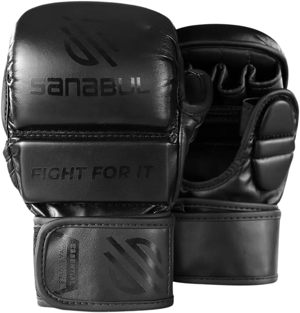 Sanabul Essential 7oz MMA Gloves for Men & Women, Hybrid MMA Martial Arts, Sparring Grappling Training, Padded Kick Boxing Gloves