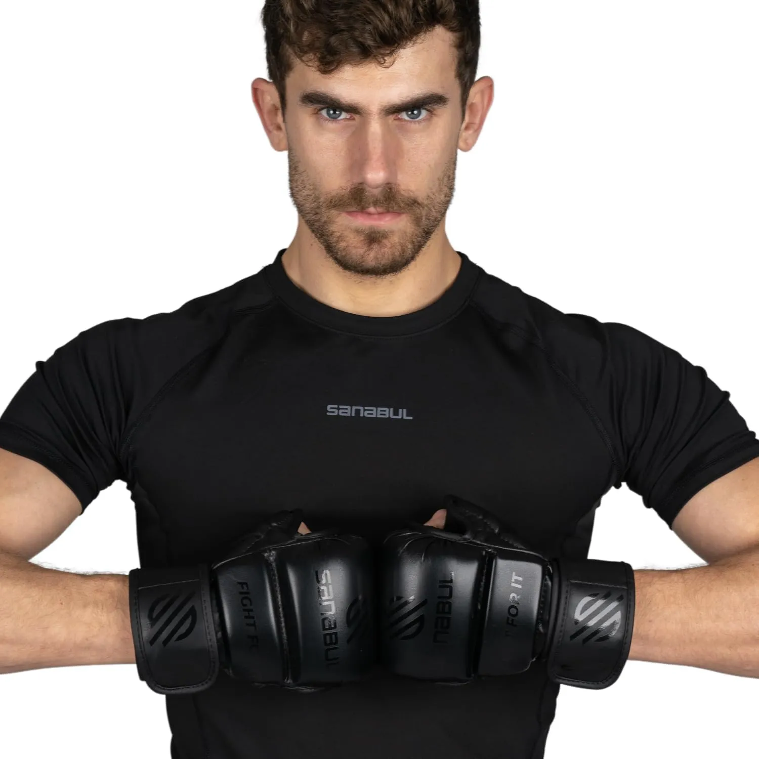 Sanabul Essential 7oz MMA Gloves for Men & Women, Hybrid MMA Martial Arts, Sparring Grappling Training, Padded Kick Boxing Gloves