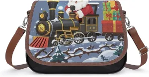 Santa's Train Laptop Tote Bag Leather Computer Bags Lined Shoulder Purse Purses And Handbags Business Office Work Bag Top Handle Handbag for Women