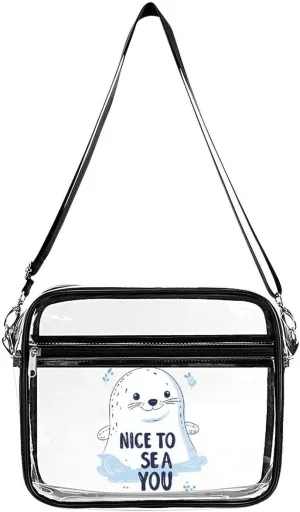 Seal Nice To Sea You Clear Crossbody Bags Shoulder Bag Messenger Purse for Stadium Concerts Sports Events