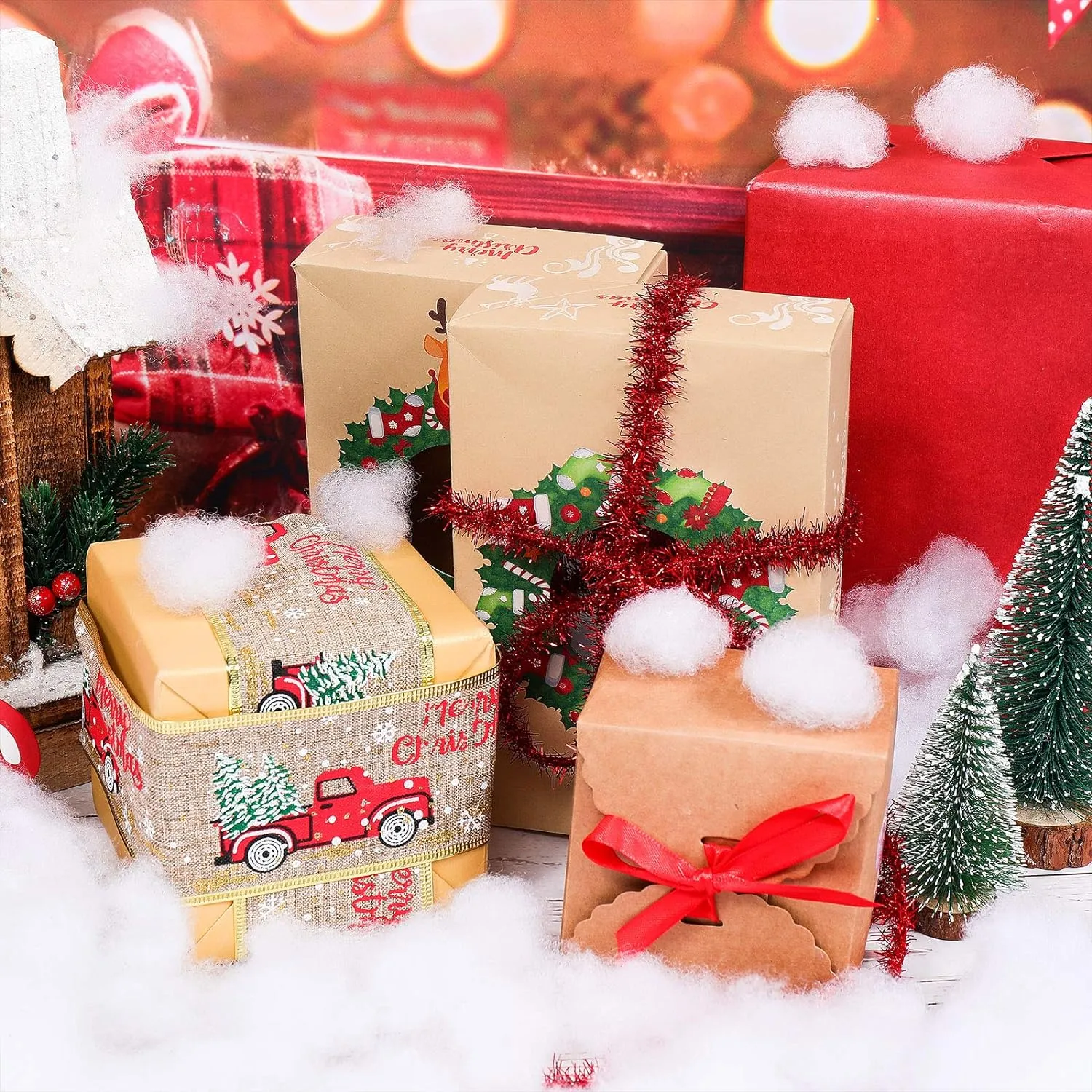 Shappy 35.27 Ounce/ 1000 G Fake Clouds Snow Decoration Artificial White Cloud Fiber Faux Fluffy Snow Indoor Soft Artificial Fake White Cotton Winter Craft Decor Christmas Tree Village Displays
