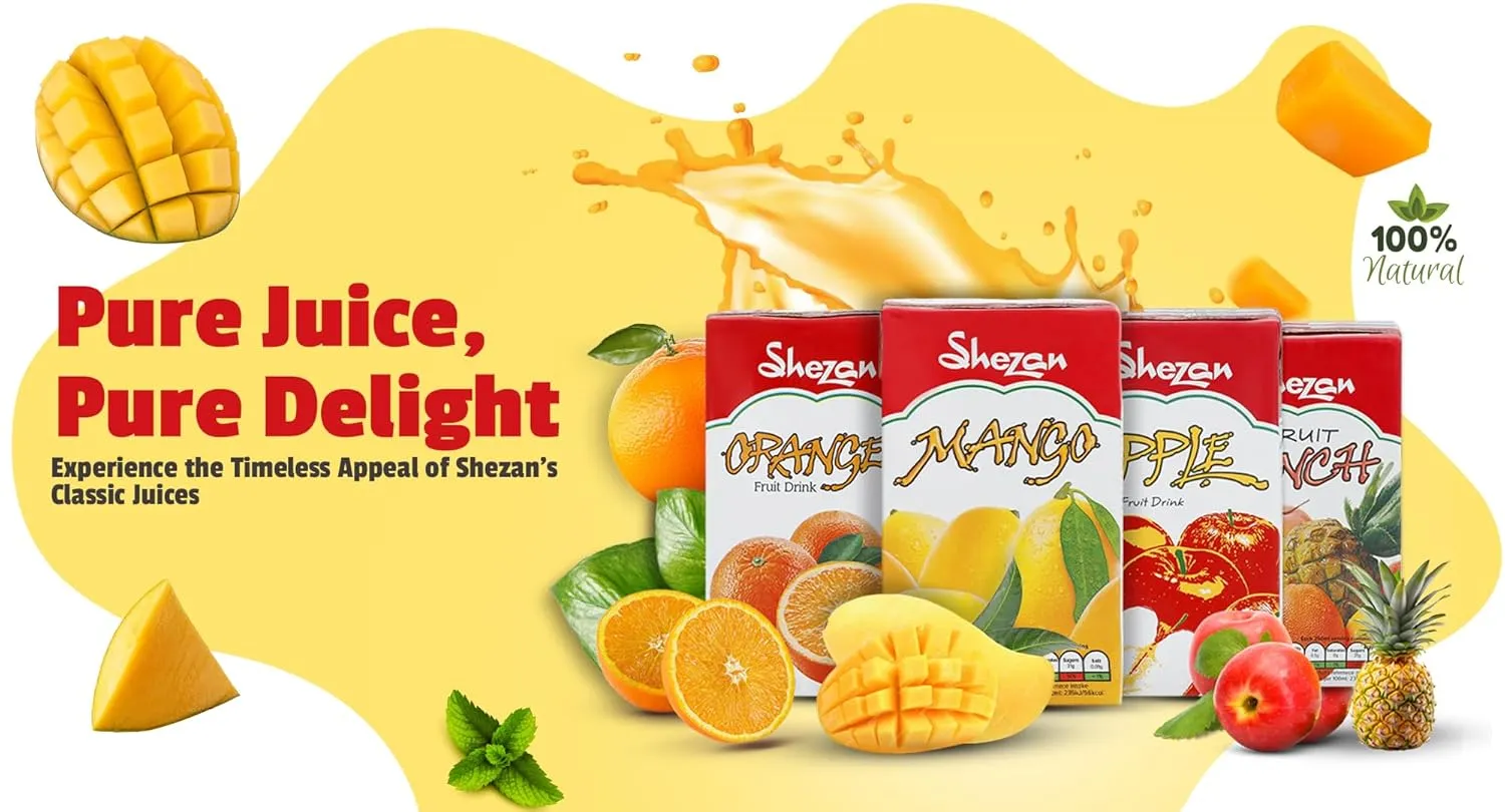 Shezan Mango Fruit Drink 250ml (8.45 Fl Oz) | Pack of 12 | Authentic Flavor and Luxurious Smoothness | Vibrant Flavor | Healthy and Delightful | Tetra Pack
