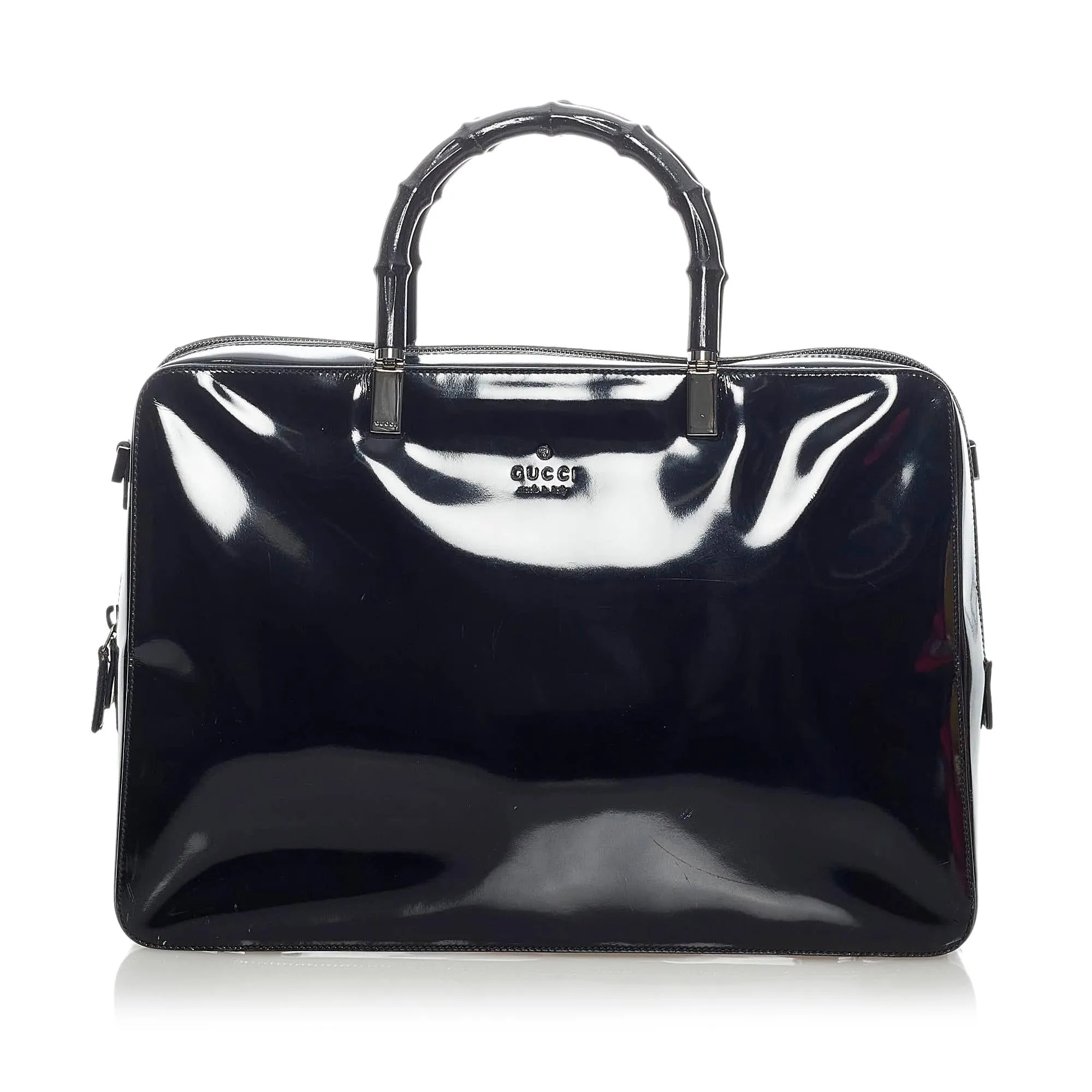 (SHG-33474) Leather Gucci Bamboo Vibrant Satchel Bold Patent