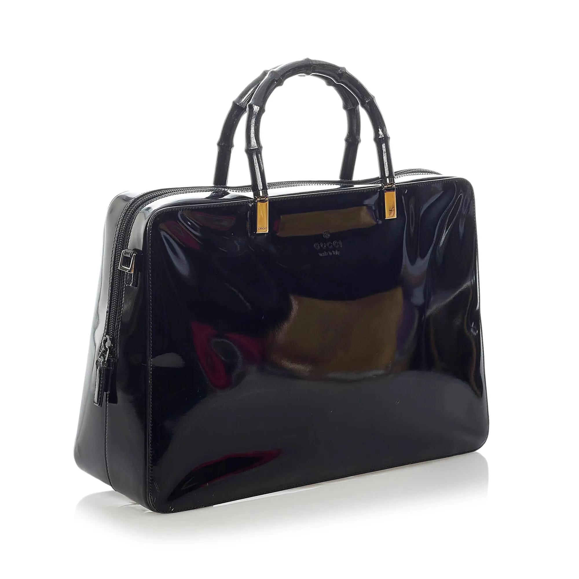 (SHG-33474) Leather Gucci Bamboo Vibrant Satchel Bold Patent
