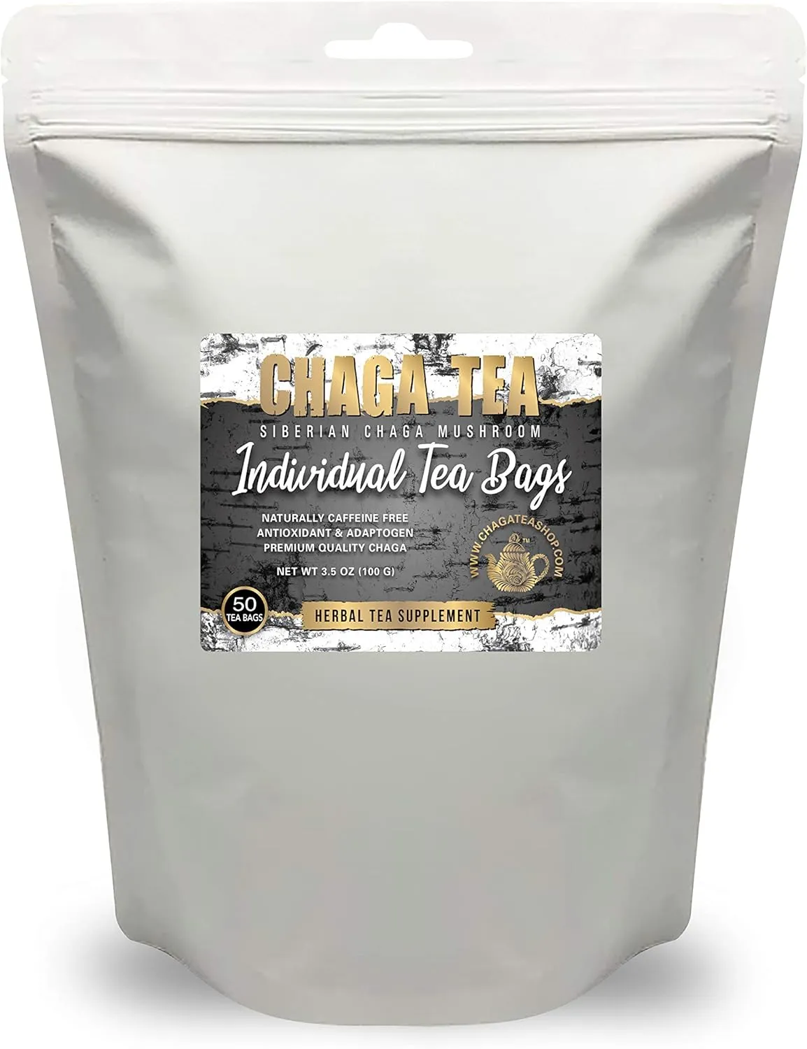 Siberian Chaga Mushroom Individual Filter Tea Bags Original 50 Filter Bags Net Wt 3.5 Oz (100g)