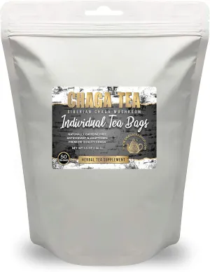 Siberian Chaga Mushroom Individual Filter Tea Bags Original 50 Filter Bags Net Wt 3.5 Oz (100g)
