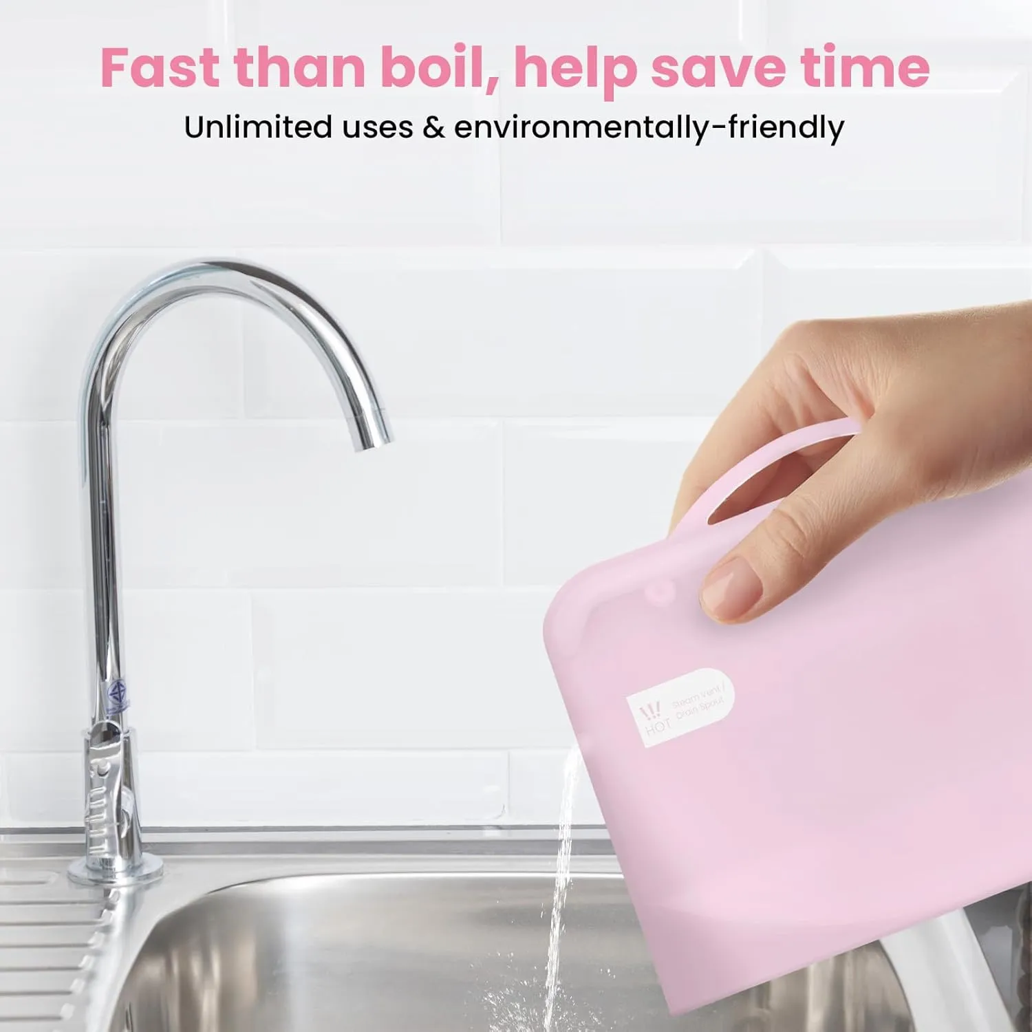 Silicone Microwave Steam Sterilizer Bag for Baby Bottles, Reusable Sterilizing Bag for Pump Parts and Toddler Accessories, Easy to Use Sterilizer Bags Perfect for Home and Travel, Pink (1PC)
