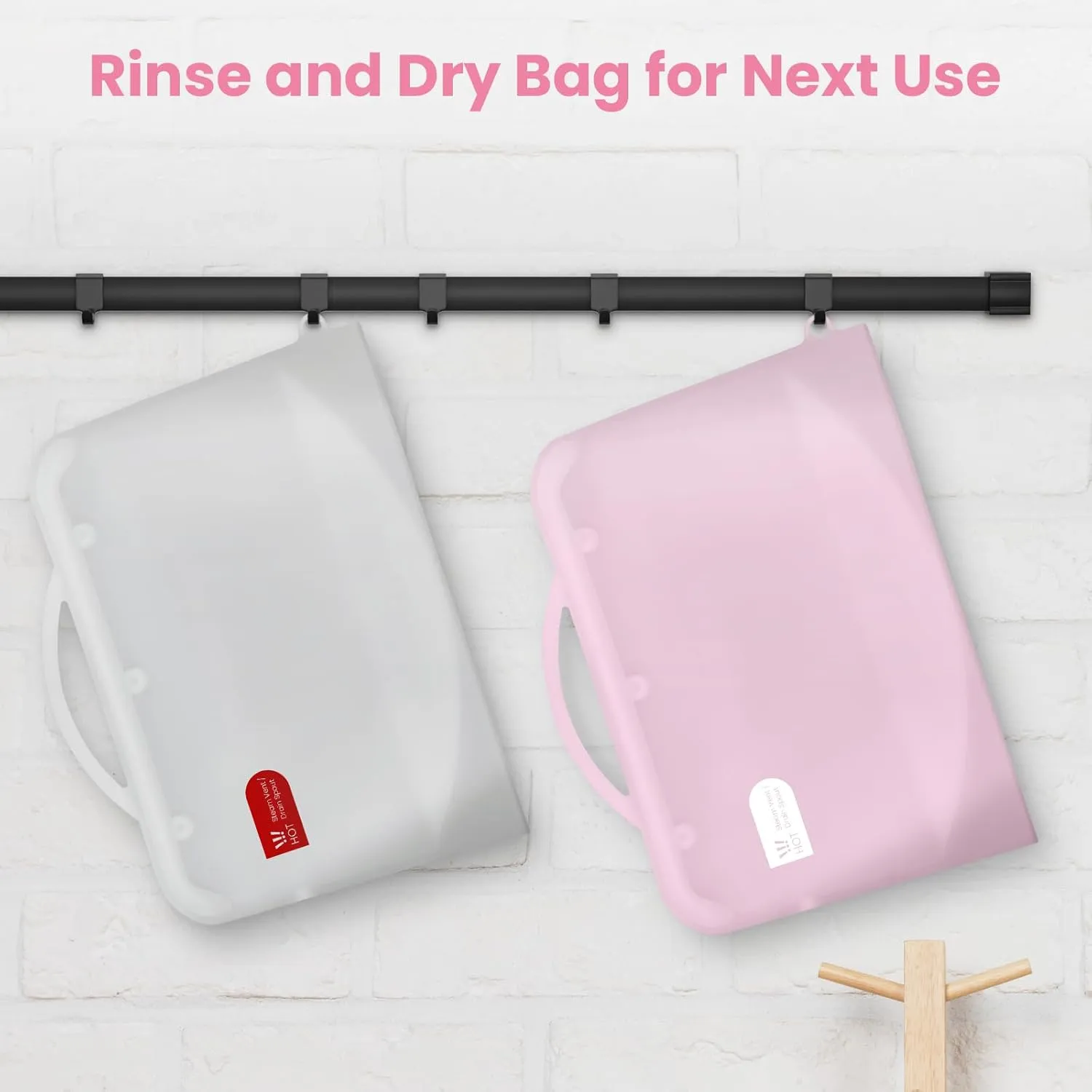 Silicone Microwave Steam Sterilizer Bag for Baby Bottles, Reusable Sterilizing Bag for Pump Parts and Toddler Accessories, Easy to Use Sterilizer Bags Perfect for Home and Travel, Pink (1PC)
