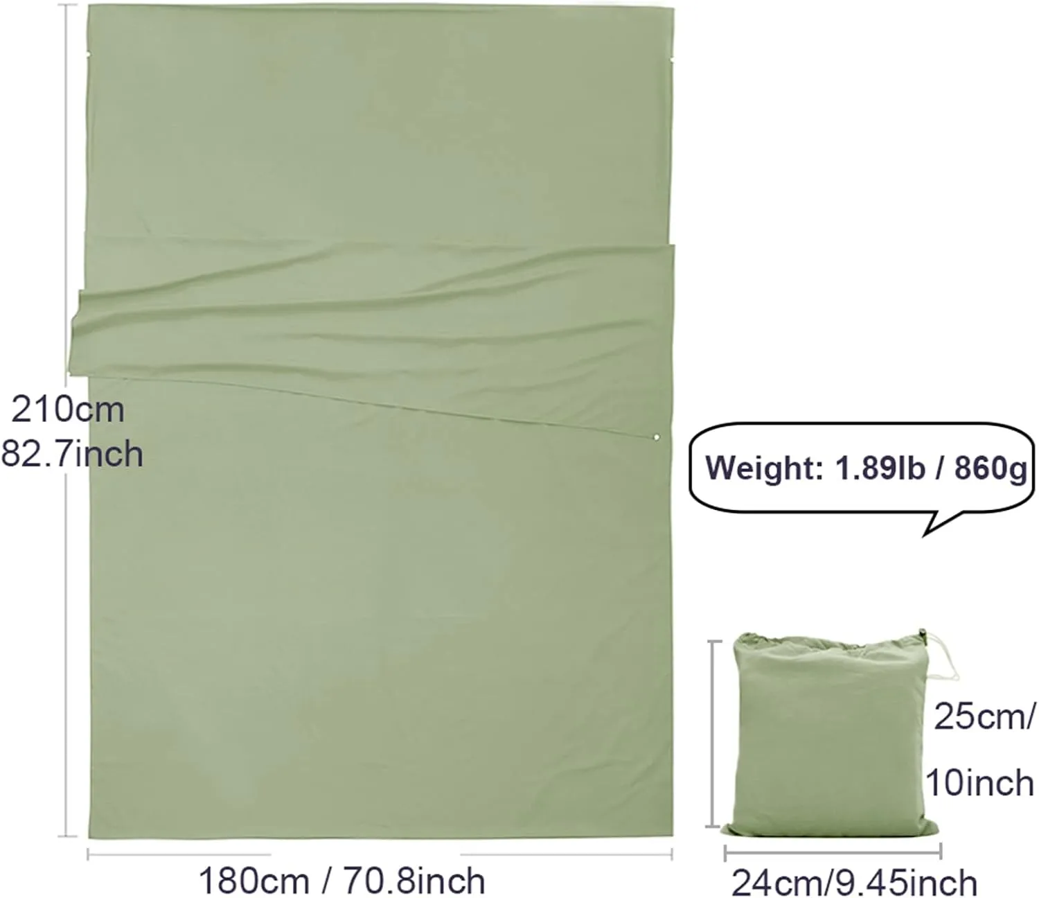 Sleeping Bag Liner, Lightweight Portable, Soft Travel and Camping Sheet, with Compact and Carry Bag, for Travel, Hotel
