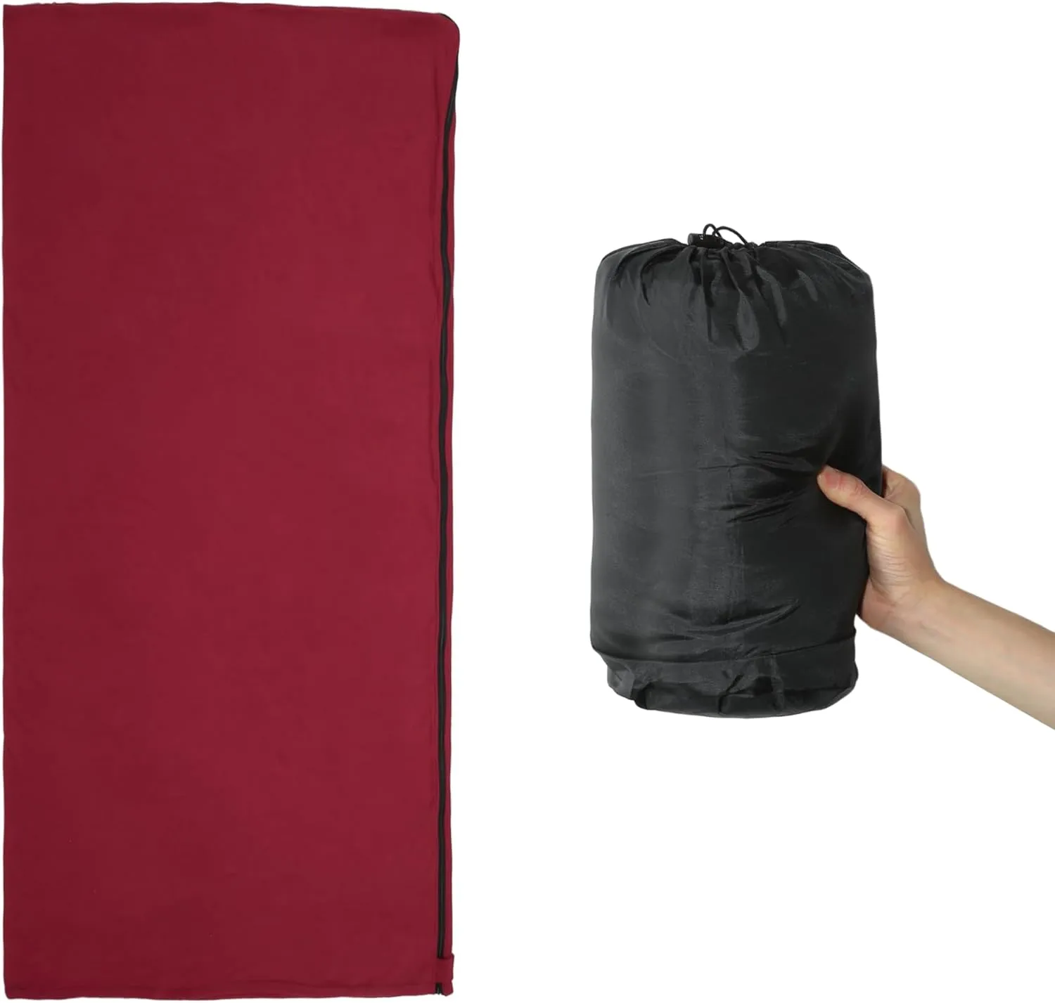 Sleeping Bag Liner, Single Sleeping Bag, Camping Sleeping Bag Travel Sheet with Zipper, for Camping Travel Hotels Hostels, Red, 70.87"x31.50"