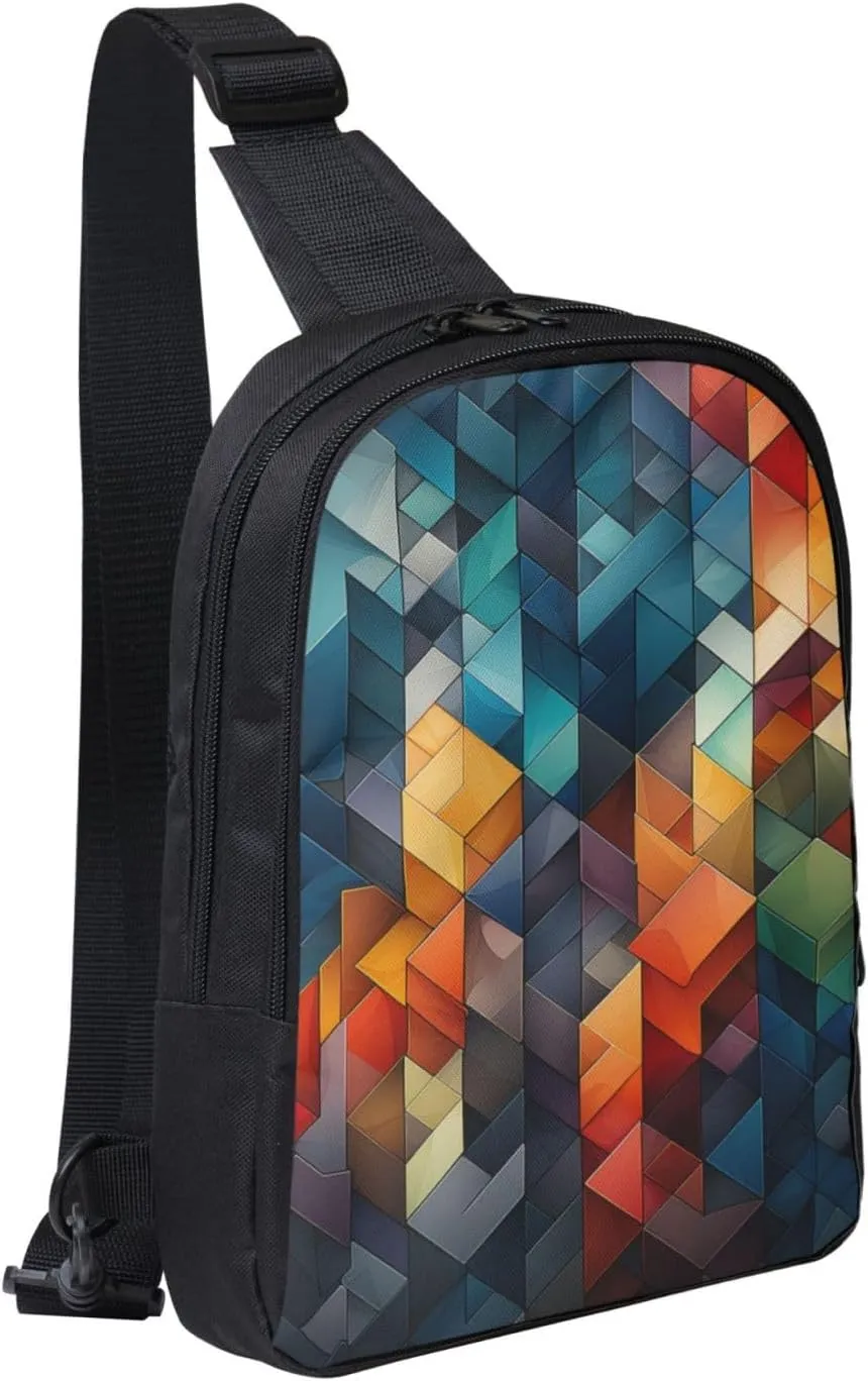Sling Backpack Crossbody Sling Bag for Men Women Cross Chest Bag Complex geometric designs Shoulder Bag Travel Hiking Daypack