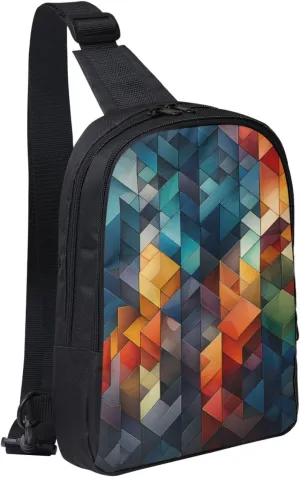 Sling Backpack Crossbody Sling Bag for Men Women Cross Chest Bag Complex geometric designs Shoulder Bag Travel Hiking Daypack