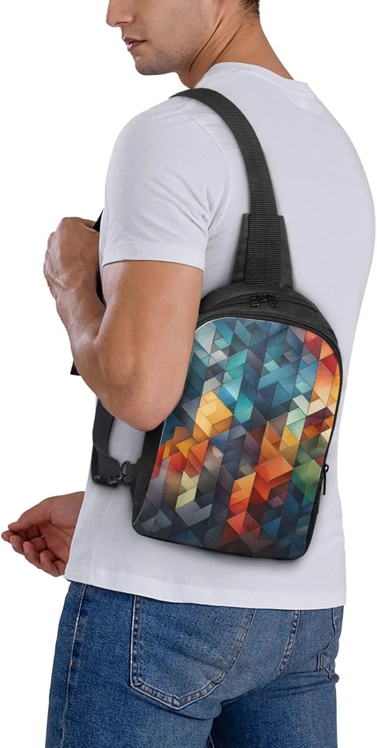 Sling Backpack Crossbody Sling Bag for Men Women Cross Chest Bag Complex geometric designs Shoulder Bag Travel Hiking Daypack