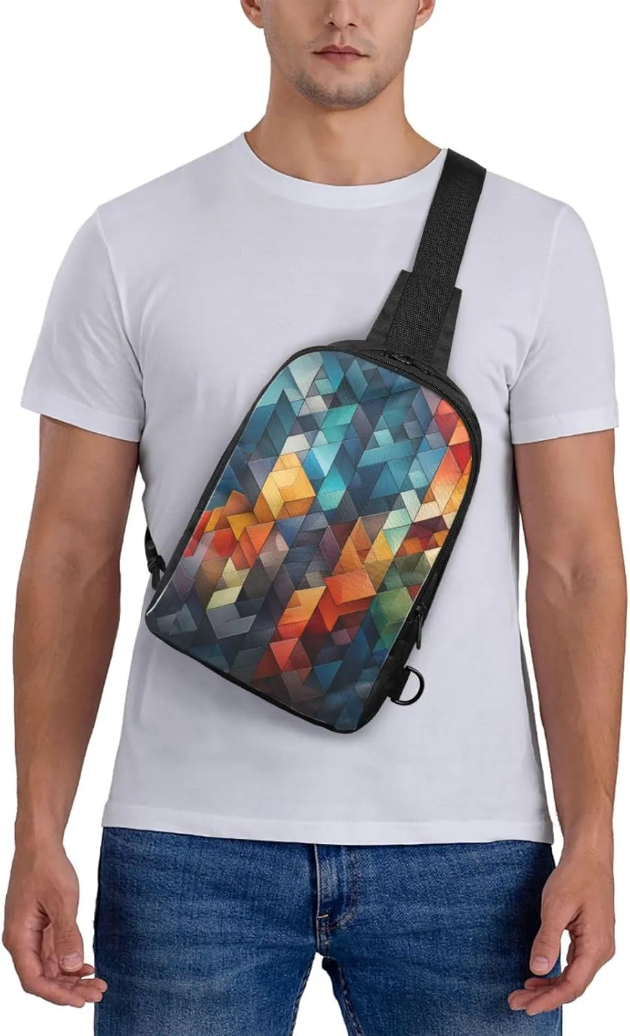 Sling Backpack Crossbody Sling Bag for Men Women Cross Chest Bag Complex geometric designs Shoulder Bag Travel Hiking Daypack