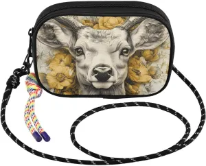 Small Crossbody Bags Elk Floral Gold for Women Cell Phone Purses Women's Shoulder Handbag Wallet Purse
