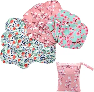 Soft Adjustable Snaps Reusable Menstrual Pads - Reusable Sanitary Pads | Reusable Panty Liners | Soft Cloth Menstrual Pads -9 pcs Pad with 1 Bag(Multicolor a)