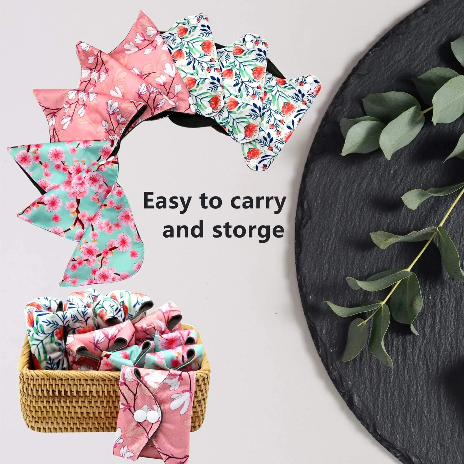 Soft Adjustable Snaps Reusable Menstrual Pads - Reusable Sanitary Pads | Reusable Panty Liners | Soft Cloth Menstrual Pads -9 pcs Pad with 1 Bag(Multicolor a)