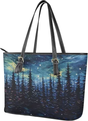Soft Leather Tote Bag Purse for Women, Abstract Art Casual Zipper Summer Beach Tote Bags Large Travel Handbags