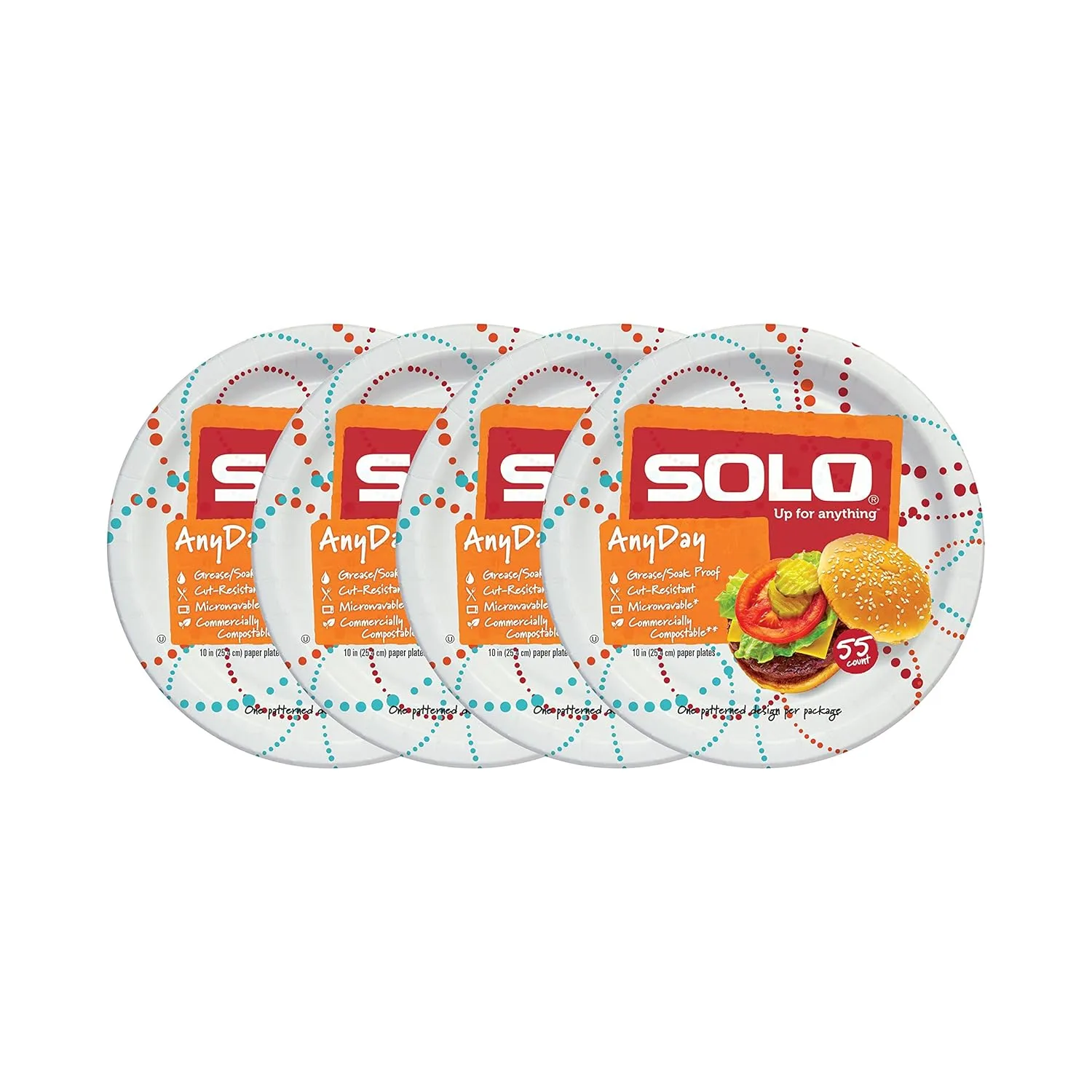 SOLO Cup Company Cup Any Day Paper Plates, 10 Inch, 220 Count