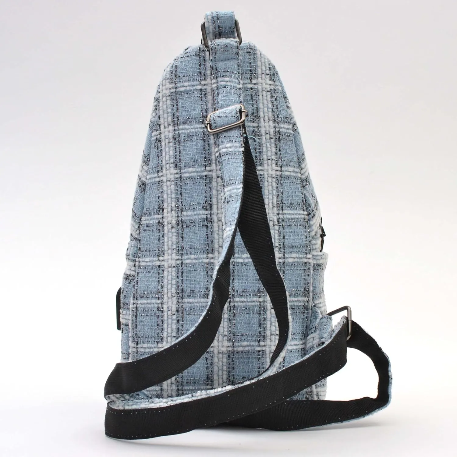 Sonoma Antitheft Daypack Crossbody Sling Backpack, USB Charging, Lightweight Day Pack for Travel, Hiking, Everyday, Regular Lt Blue/Silver Tweed