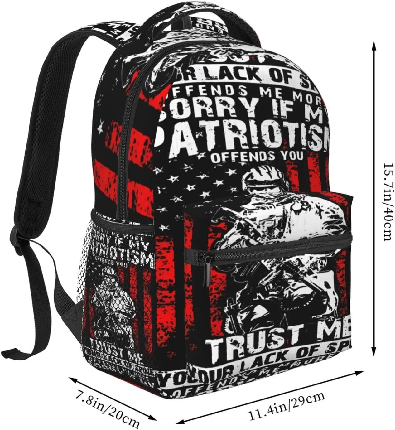 Sorry If My Patriotism Offends You Backpack Casual Laptop Backpack Lightweight Double Shoulder Bag Travel Daypack For Women Men