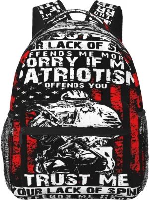 Sorry If My Patriotism Offends You Backpack Casual Laptop Backpack Lightweight Double Shoulder Bag Travel Daypack For Women Men