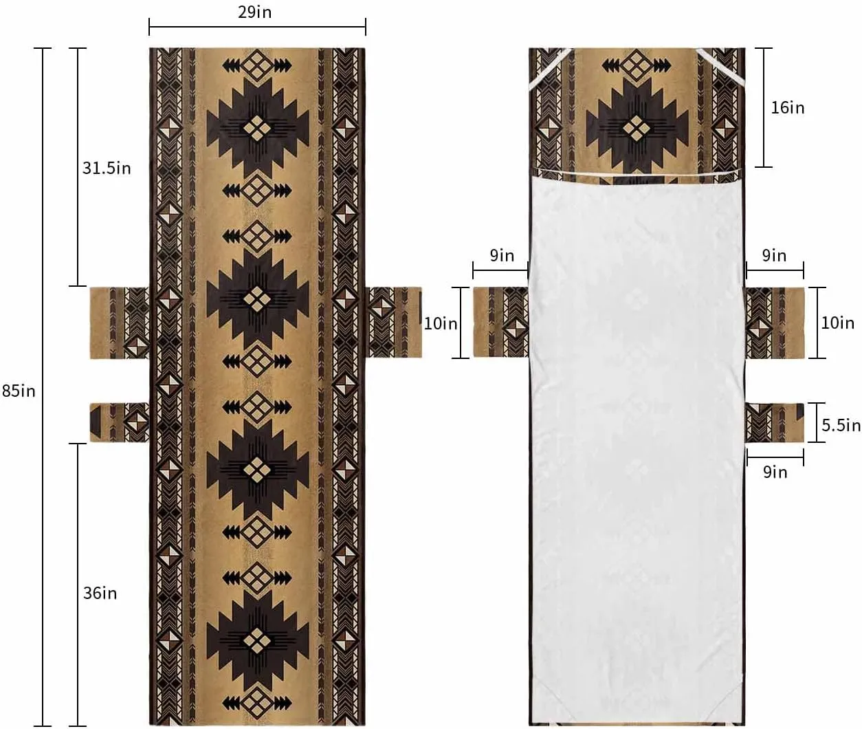 Southwestern America Chaise Lounger Cover with Pockets, Pool Lounge Chair Covers 85"x29", Brown Tribal Geometric Ethnic Vintage Microfiber Beach Chair Cover for Outdoor Patio Sunbathing