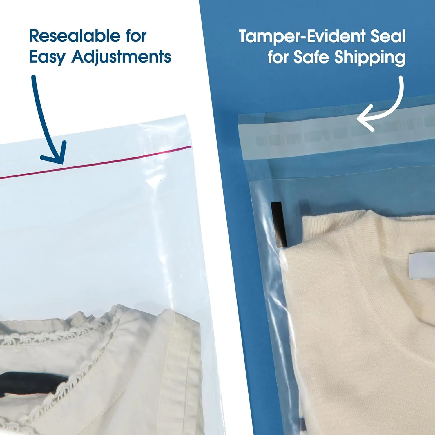 Spartan Industrial - 8” X 10” (200 Count) Self Seal Clear Poly Bags with Suffocation Warning for Packaging, T Shirts - Resealable Glue