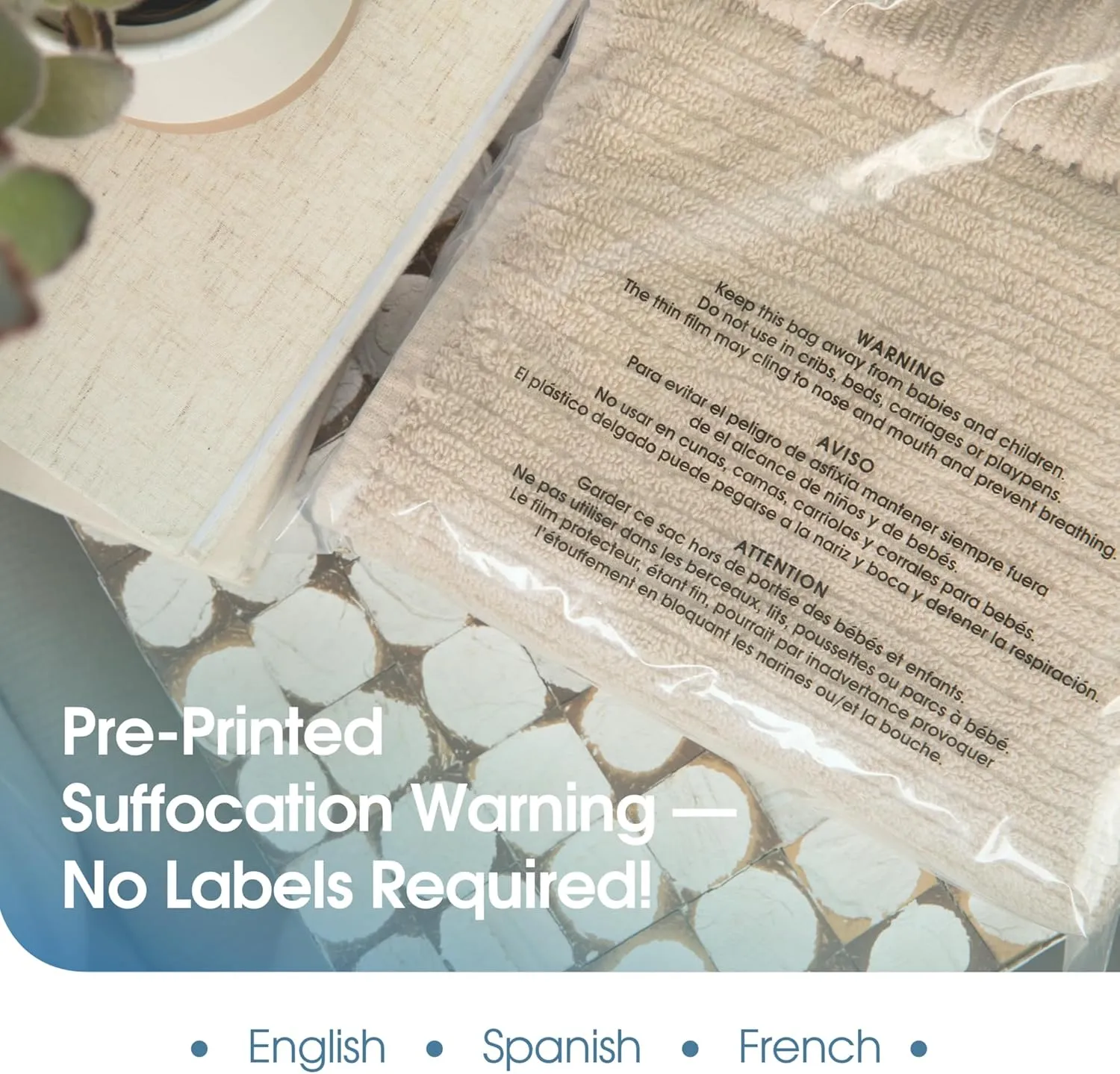 Spartan Industrial - 8” X 10” (200 Count) Self Seal Clear Poly Bags with Suffocation Warning for Packaging, T Shirts - Resealable Glue
