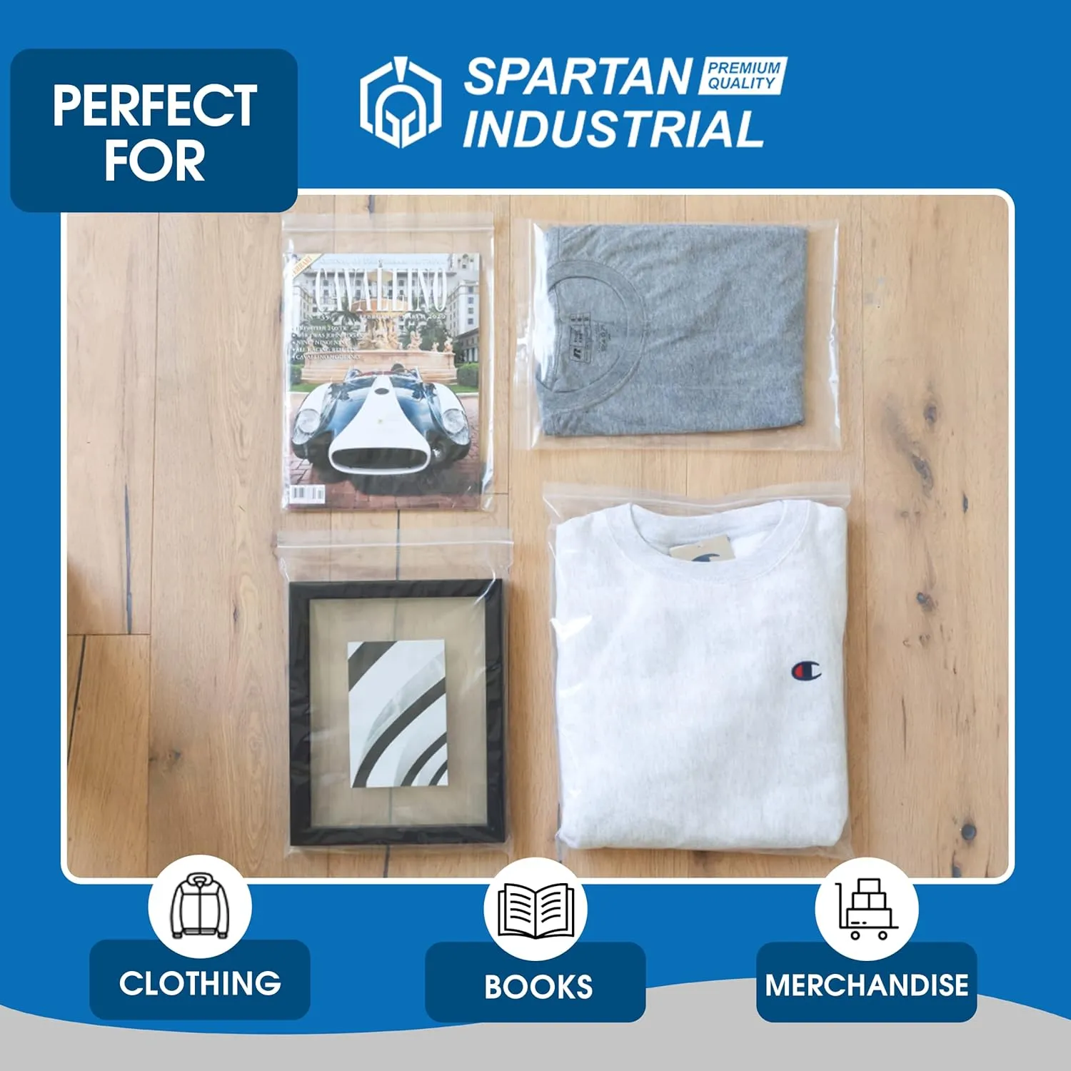 Spartan Industrial - 9" X 12" (100 Count) 2 Mil Clear Reclosable Zip Plastic Poly Bags with Resealable Lock Seal Zipper