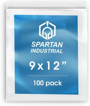 Spartan Industrial - 9" X 12" (100 Count) 2 Mil Clear Reclosable Zip Plastic Poly Bags with Resealable Lock Seal Zipper