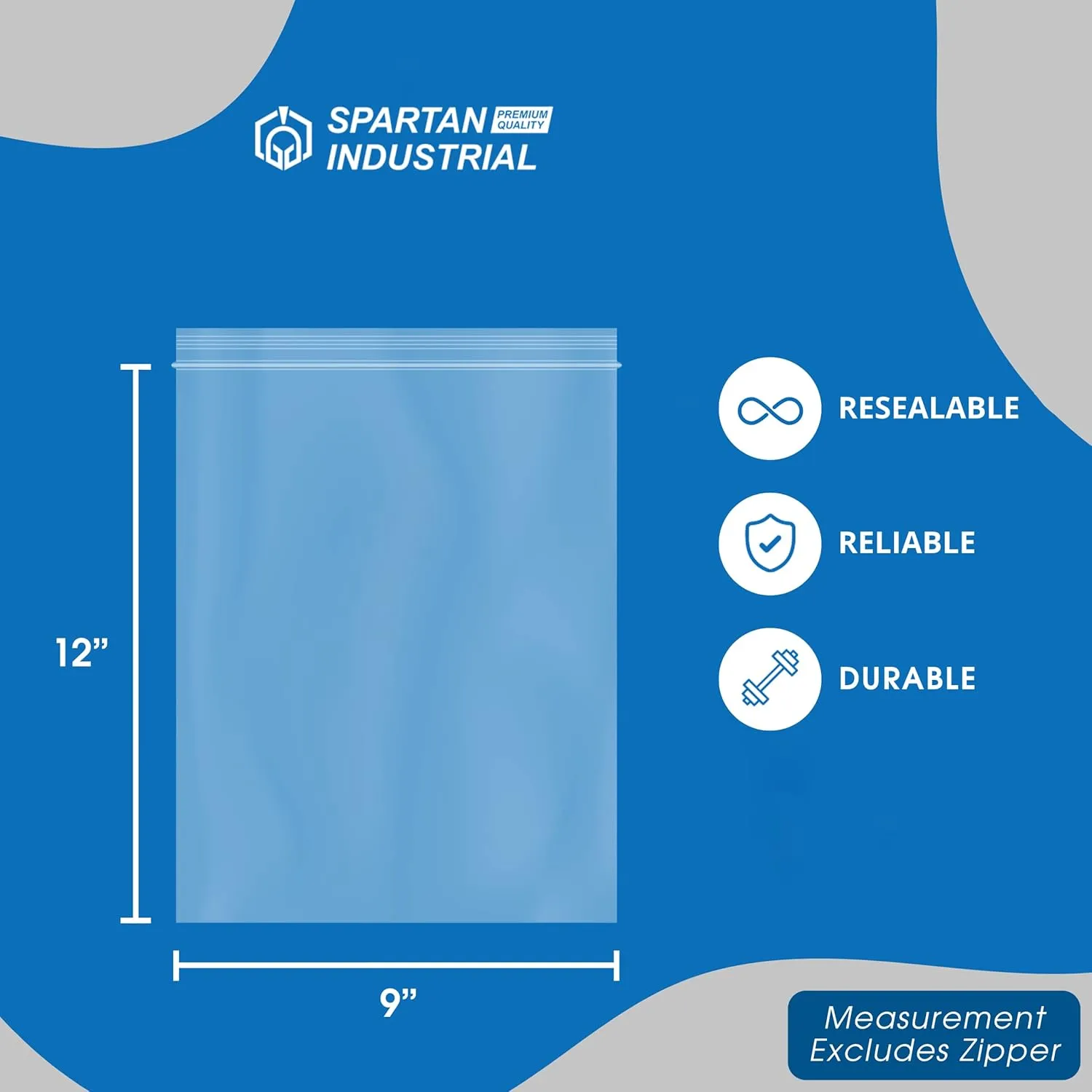 Spartan Industrial - 9" X 12" (100 Count) 2 Mil Clear Reclosable Zip Plastic Poly Bags with Resealable Lock Seal Zipper