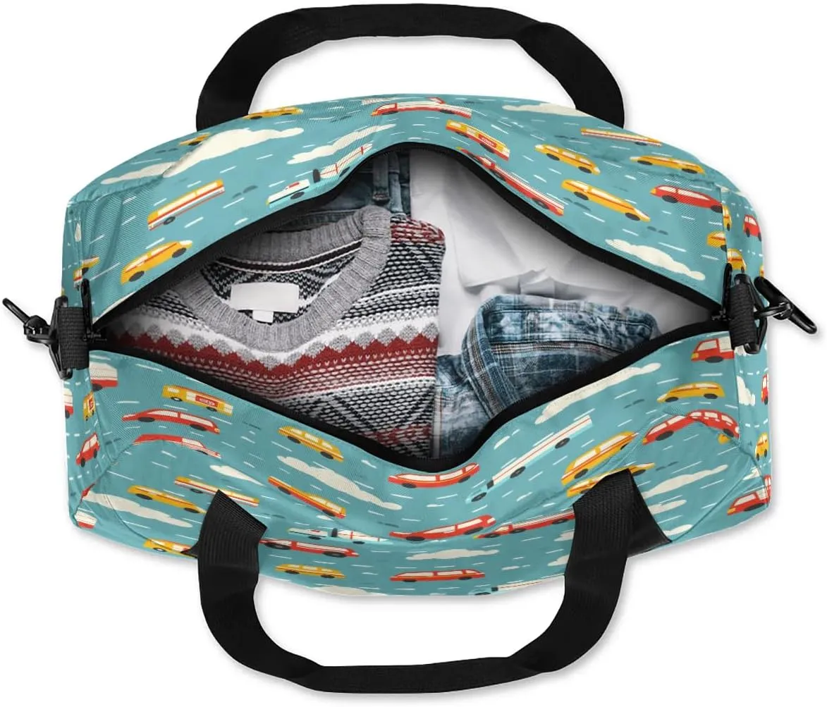 Sport Duffel Bag Cars Clouds Kids Gym Bag Weekender Overnight Bags for Boys Girls Teens Carry On Workout Travel Bag