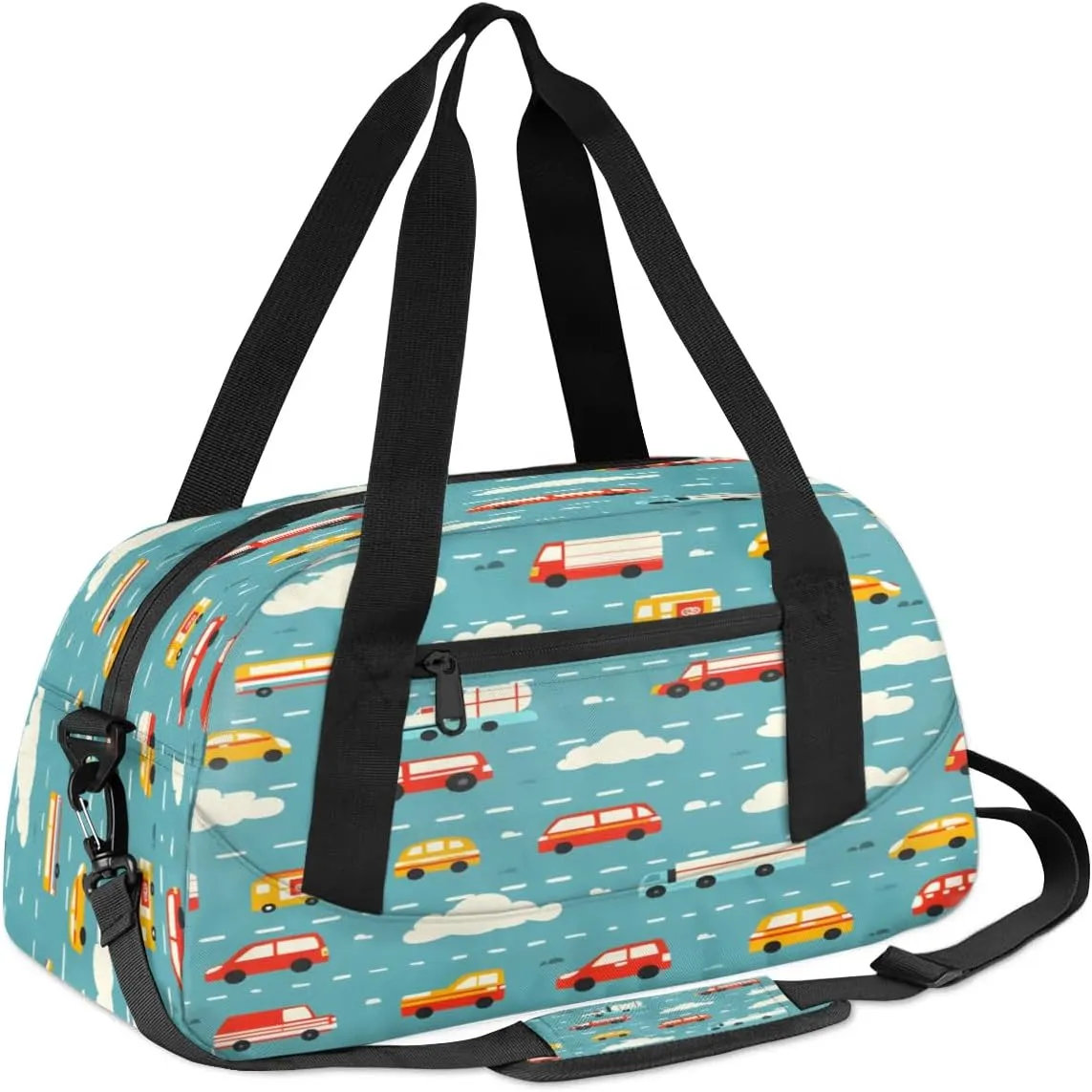 Sport Duffel Bag Cars Clouds Kids Gym Bag Weekender Overnight Bags for Boys Girls Teens Carry On Workout Travel Bag