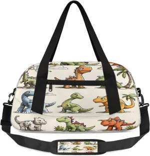 Sport Duffel Bag Cartoon Dinosaurs Kids Gym Bag Weekender Overnight Bags for Boys Girls Teens Carry On Workout Travel Bag