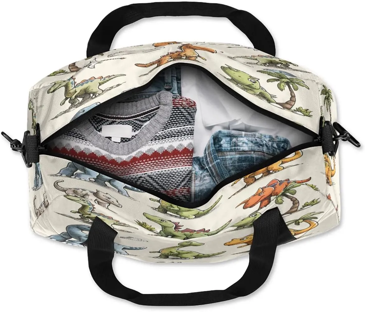 Sport Duffel Bag Cartoon Dinosaurs Kids Gym Bag Weekender Overnight Bags for Boys Girls Teens Carry On Workout Travel Bag