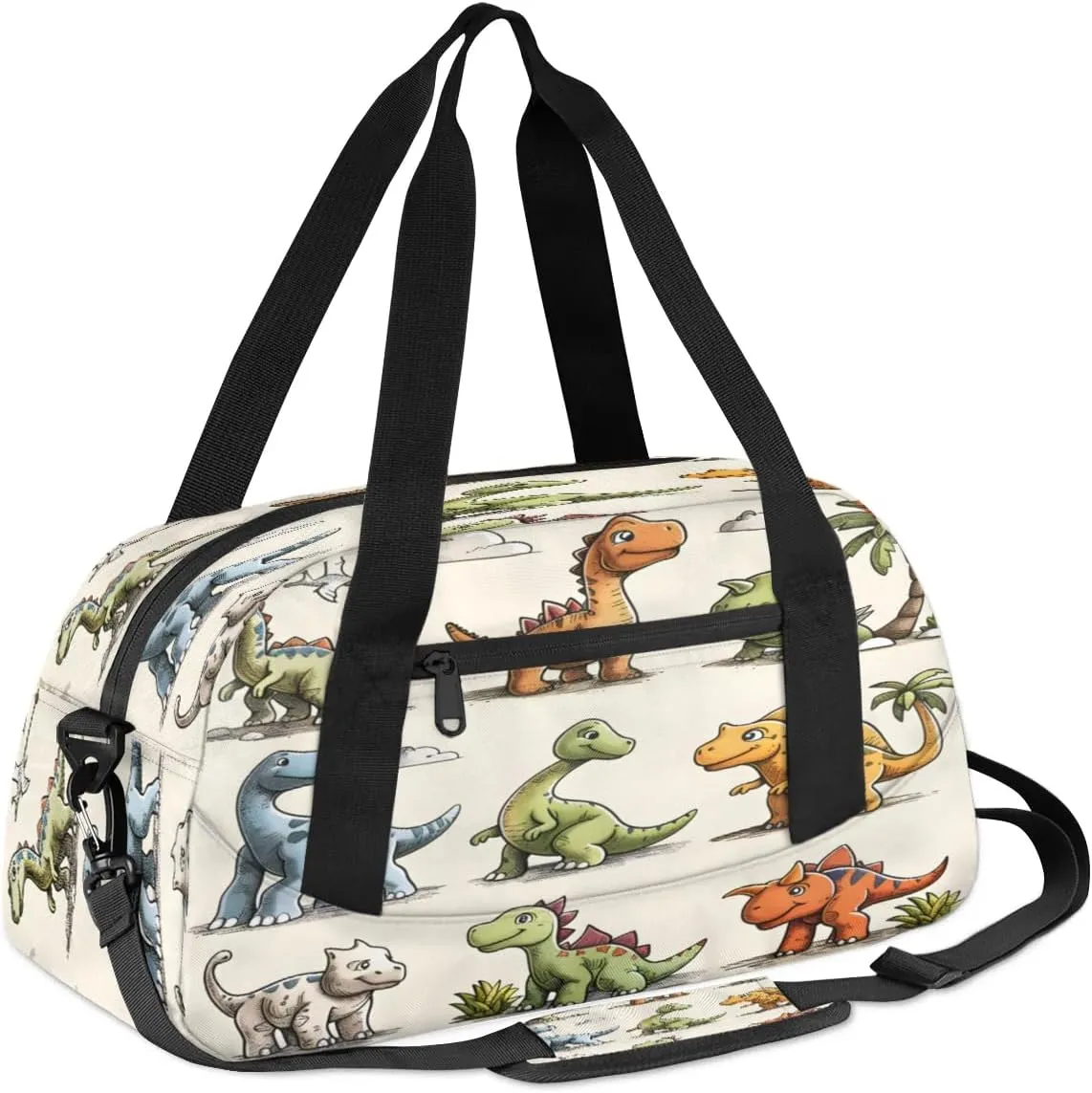 Sport Duffel Bag Cartoon Dinosaurs Kids Gym Bag Weekender Overnight Bags for Boys Girls Teens Carry On Workout Travel Bag