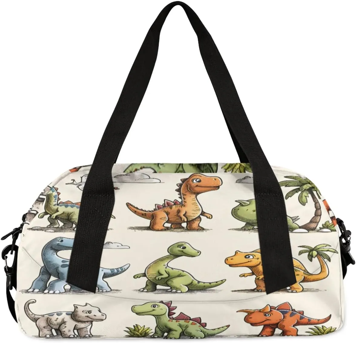 Sport Duffel Bag Cartoon Dinosaurs Kids Gym Bag Weekender Overnight Bags for Boys Girls Teens Carry On Workout Travel Bag