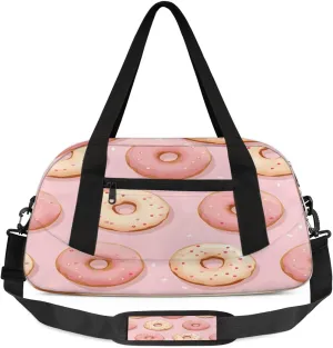 Sport Duffel Bag Donut Theme Kids Gym Bag Weekender Overnight Bags for Boys Girls Teens Carry On Workout Travel Bag
