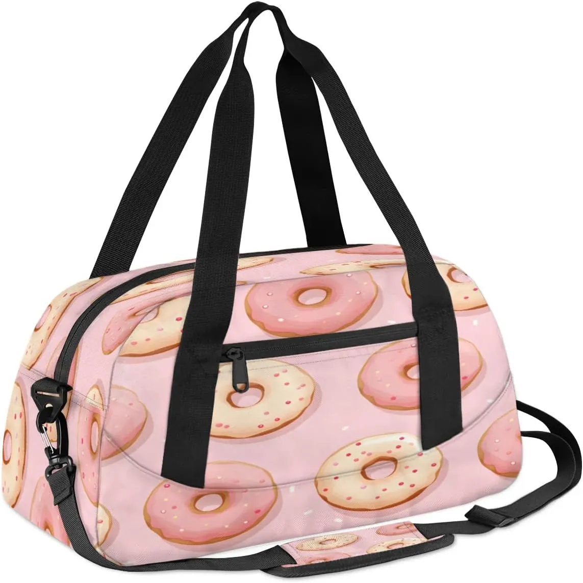 Sport Duffel Bag Donut Theme Kids Gym Bag Weekender Overnight Bags for Boys Girls Teens Carry On Workout Travel Bag