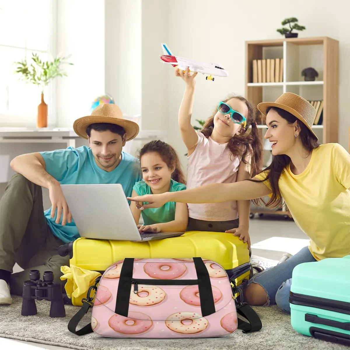 Sport Duffel Bag Donut Theme Kids Gym Bag Weekender Overnight Bags for Boys Girls Teens Carry On Workout Travel Bag