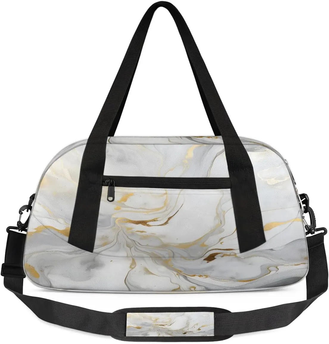 Sport Duffel Bag Gray White Marble Style Kids Gym Bag Weekender Overnight Bags for Boys Girls Teens Carry On Workout Travel Bag
