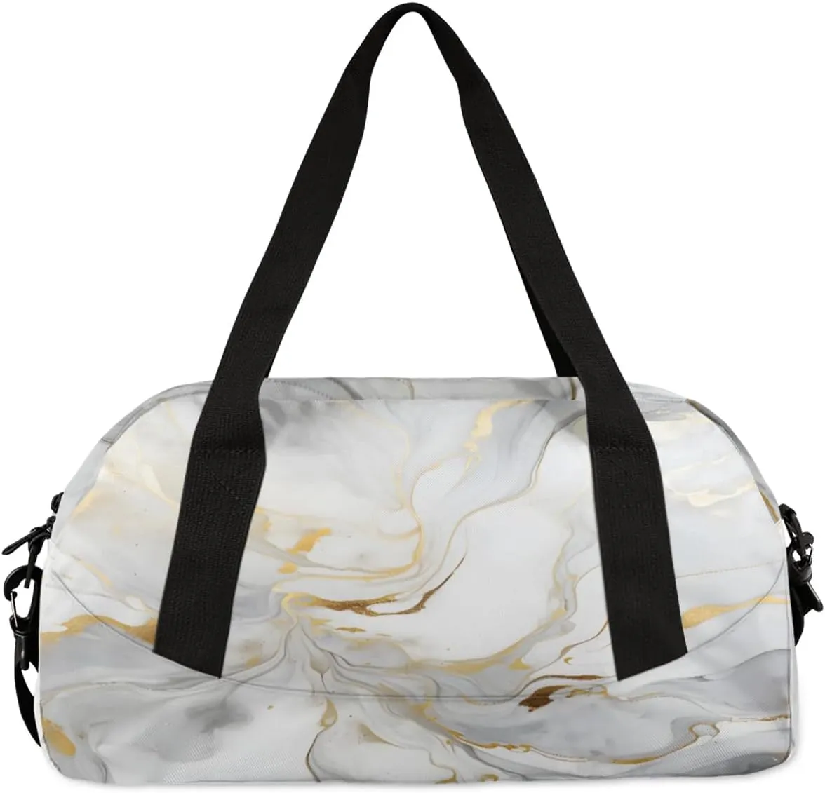 Sport Duffel Bag Gray White Marble Style Kids Gym Bag Weekender Overnight Bags for Boys Girls Teens Carry On Workout Travel Bag