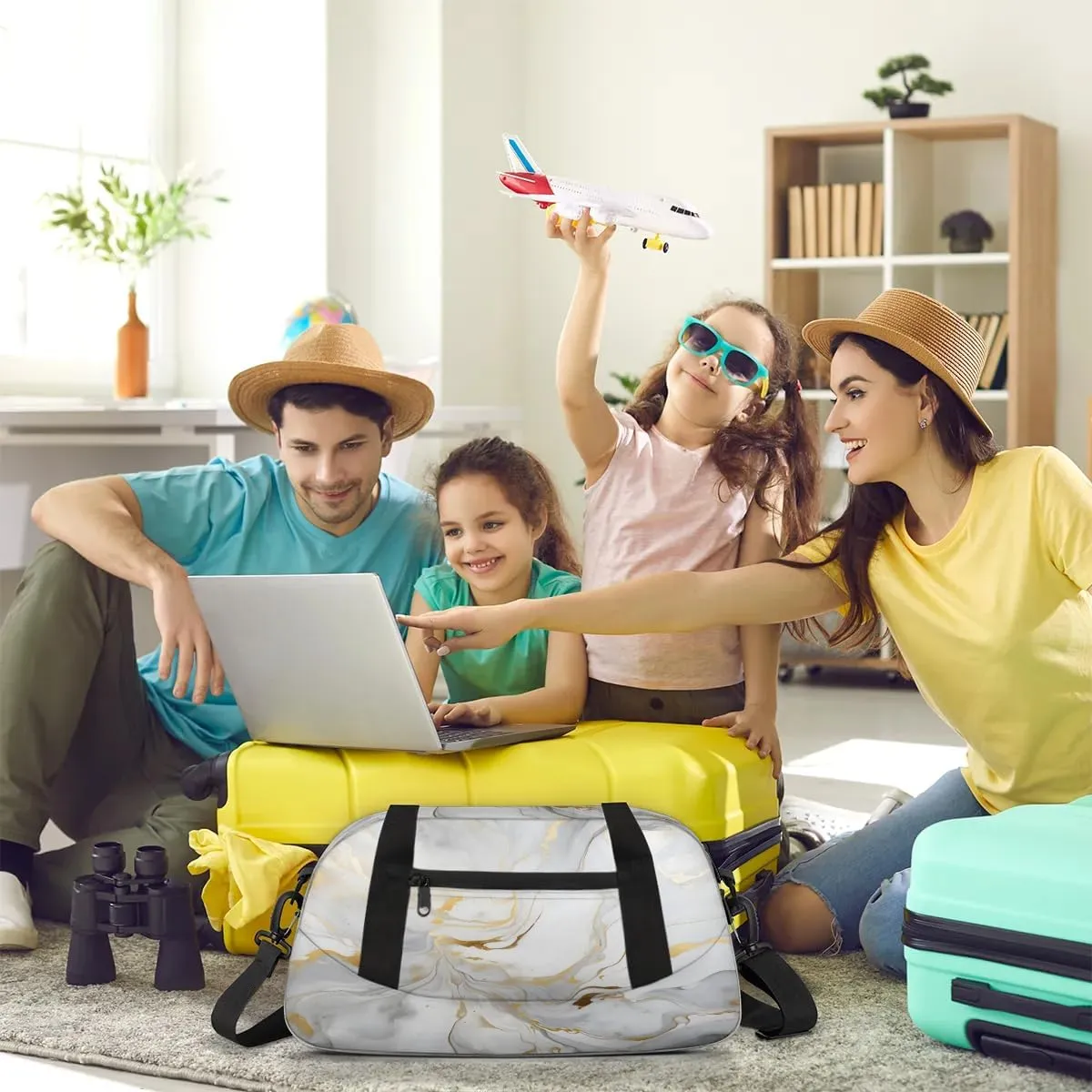 Sport Duffel Bag Gray White Marble Style Kids Gym Bag Weekender Overnight Bags for Boys Girls Teens Carry On Workout Travel Bag