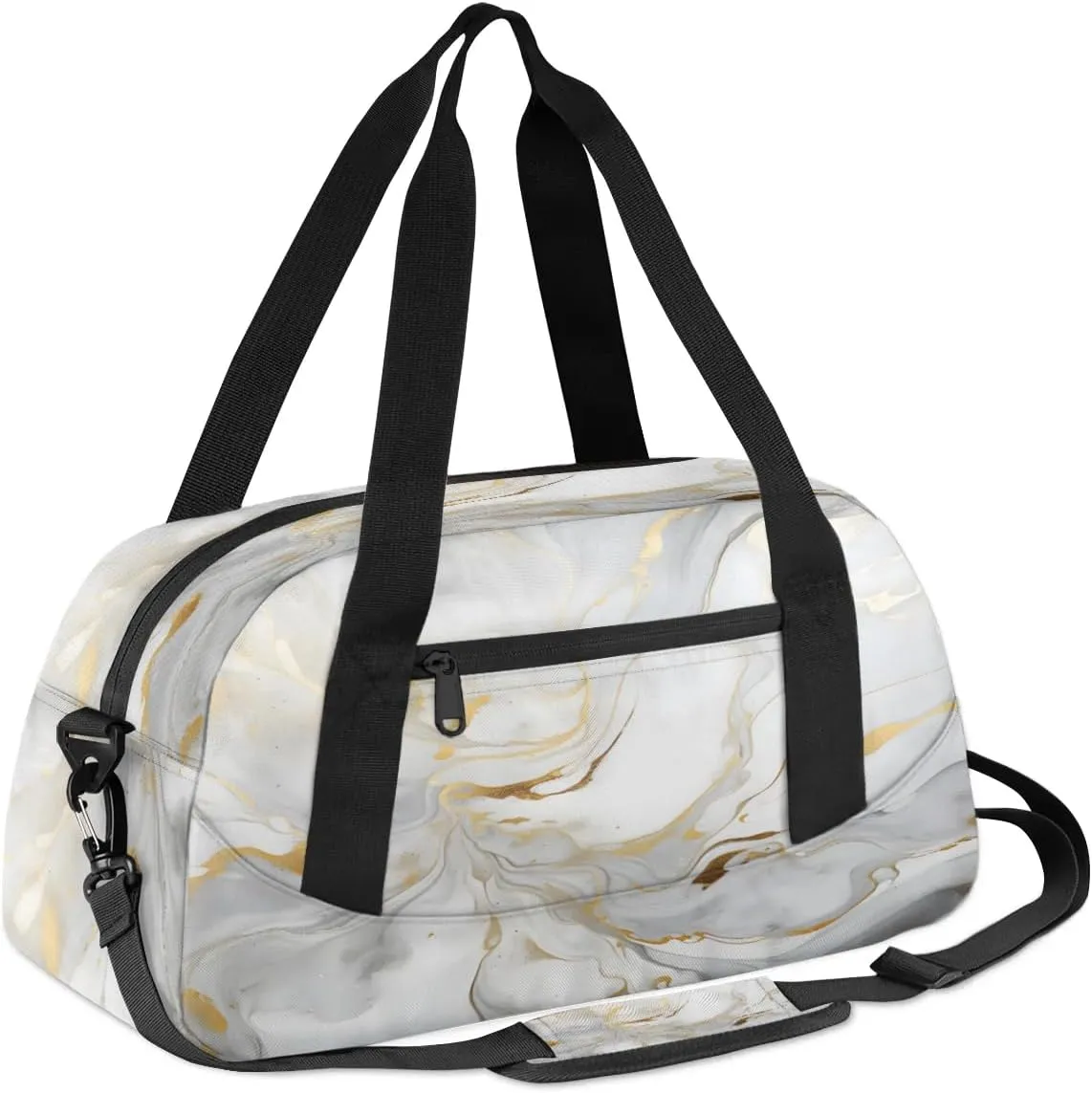 Sport Duffel Bag Gray White Marble Style Kids Gym Bag Weekender Overnight Bags for Boys Girls Teens Carry On Workout Travel Bag