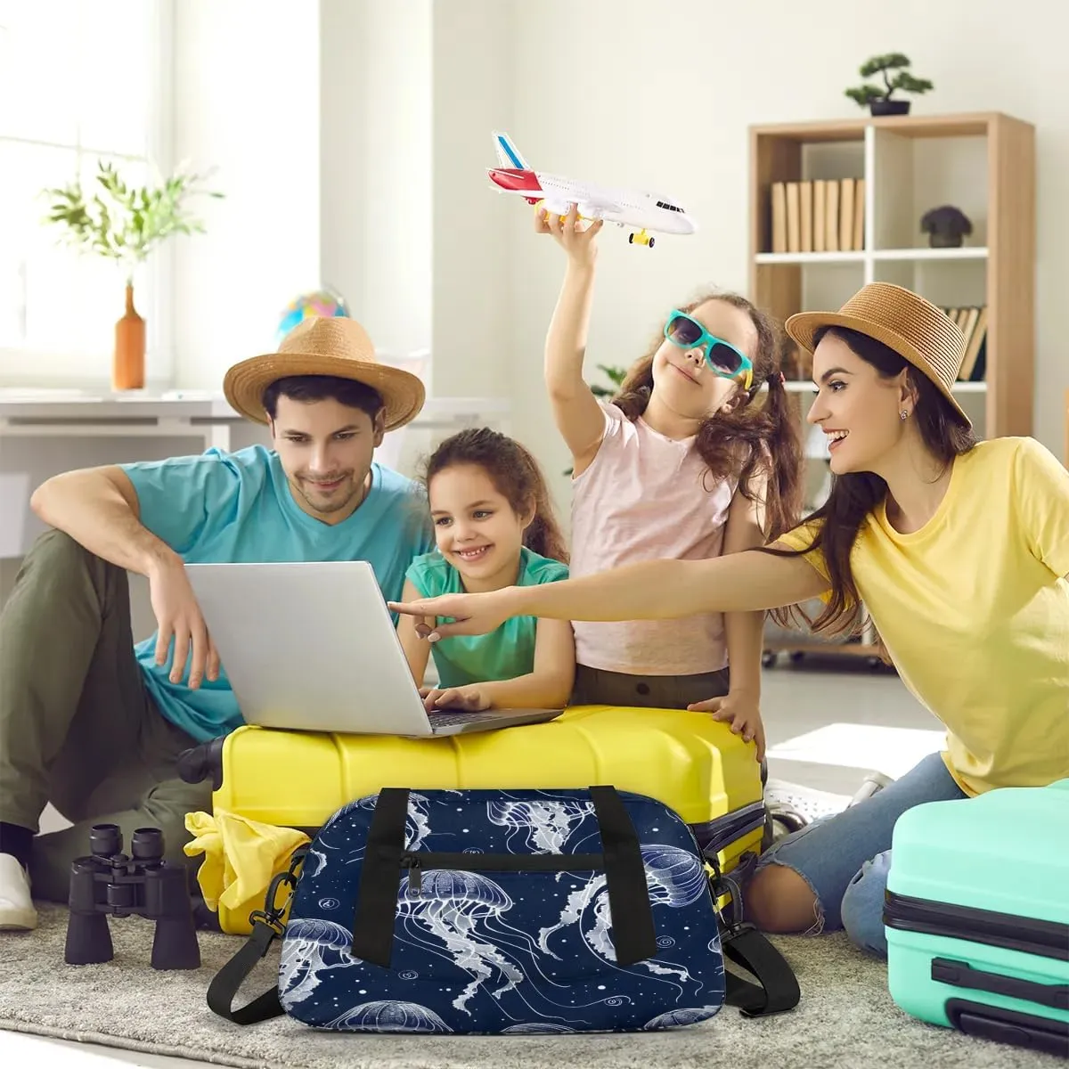 Sport Duffel Bag Jellyfish Theme Kids Gym Bag Weekender Overnight Bags for Boys Girls Teens Carry On Workout Travel Bag