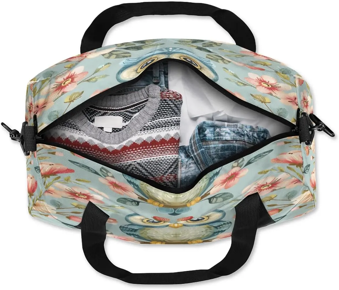 Sport Duffel Bag Lovely Owl Flowers Kids Gym Bag Weekender Overnight Bags for Boys Girls Teens Carry On Workout Travel Bag