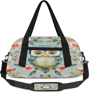 Sport Duffel Bag Lovely Owl Flowers Kids Gym Bag Weekender Overnight Bags for Boys Girls Teens Carry On Workout Travel Bag