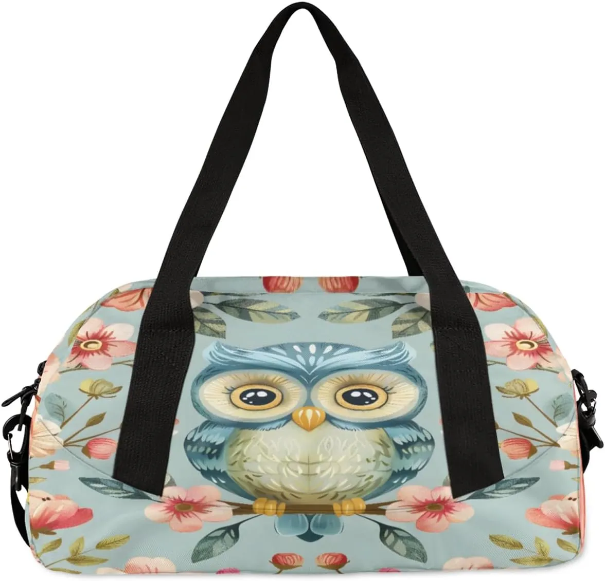 Sport Duffel Bag Lovely Owl Flowers Kids Gym Bag Weekender Overnight Bags for Boys Girls Teens Carry On Workout Travel Bag