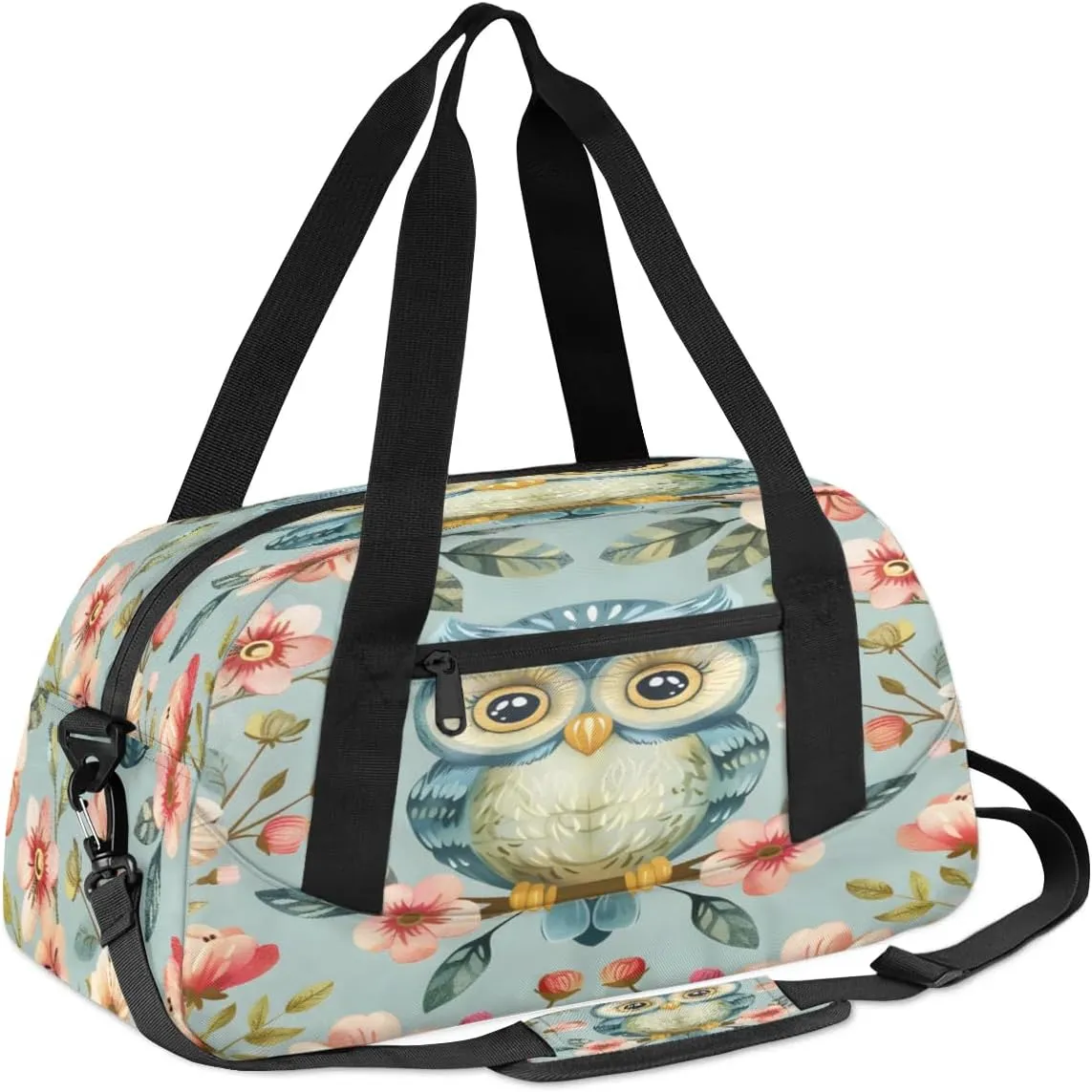 Sport Duffel Bag Lovely Owl Flowers Kids Gym Bag Weekender Overnight Bags for Boys Girls Teens Carry On Workout Travel Bag